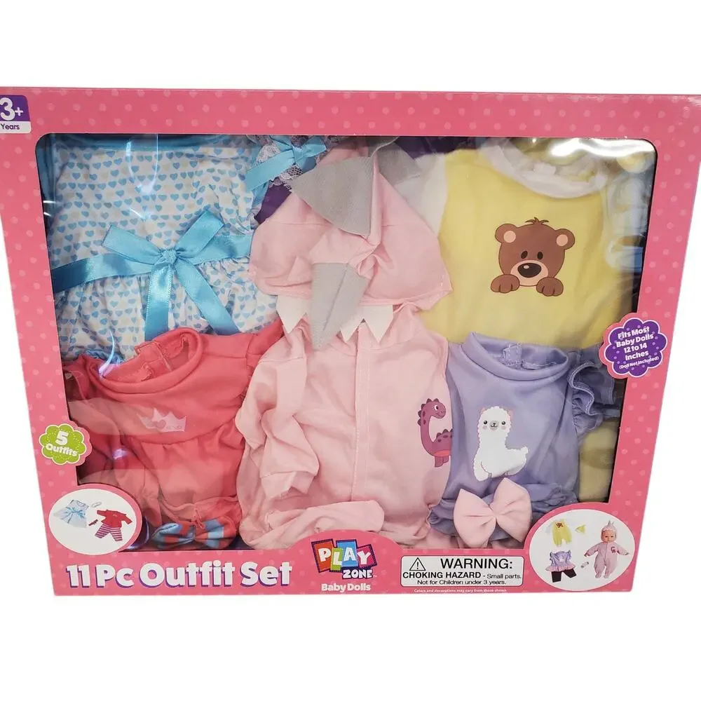 Play Zone Baby Doll Clothes 11 Piece Outfit Set NEW